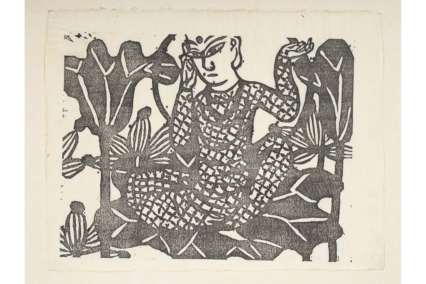 柳と交流のあった同時代の芸術家たちの作品も所蔵されており、板画家・棟方志功もそのひとり。彼が世界的に知られるようになったのも、柳の存在があったから。「『華厳譜』薬師如来の柵(改刻)」棟方志功 1936年