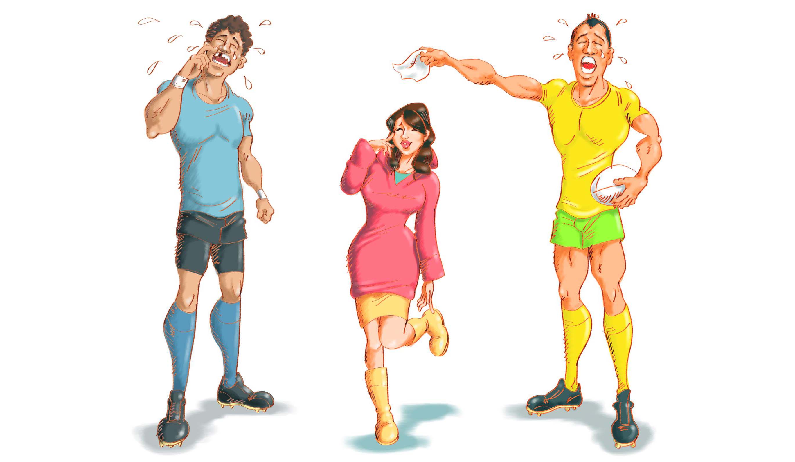 ラグビー選手と女性のイラスト