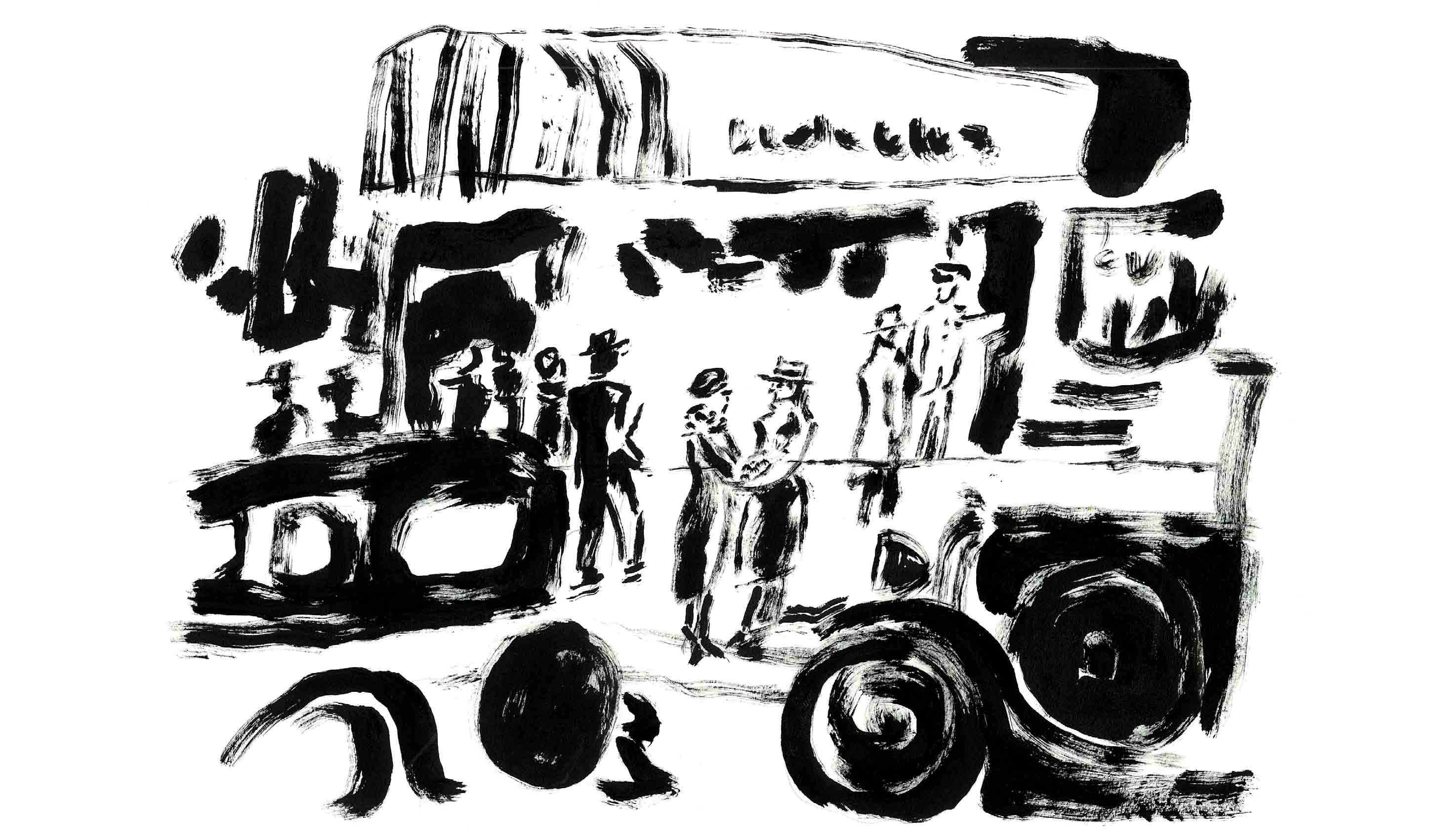 フィルム・ノワールに登場する世界をイメージしたイラスト