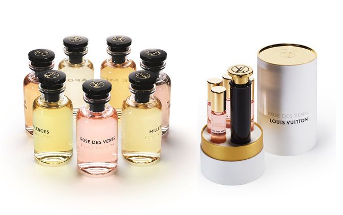 レ・パルファン ルイ・ヴィトン ■オー ドゥ パルファン 全7種 100mL 各¥30,000(税抜)、200mL 各¥43,000(税抜) ■トラベル用スプレイ 全7種 4×7.5mL 各¥30,000(税抜) ■ミニチュア セット 7×10mL ¥30,000(税抜)