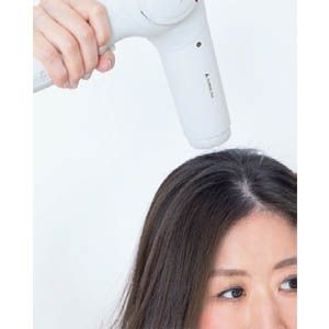頭頂部から風を当てる。