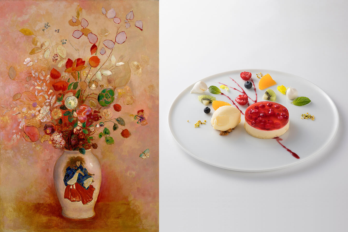 オディロン・ルドン《日本風の花瓶》とモチーフにしたスイーツ