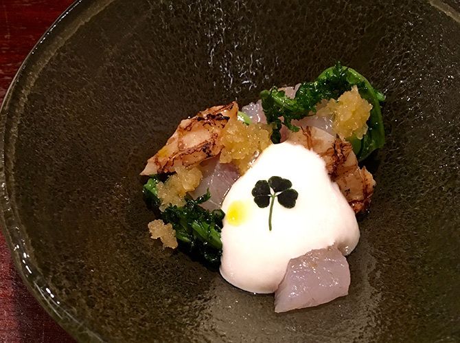 福岡は西中洲のフレンチレストラン『La Maison de la Nature Goh』(ラ・メゾン・ドゥ・ラ・ナチュール・ゴウ)「シェフのおまかせコース」サラダ