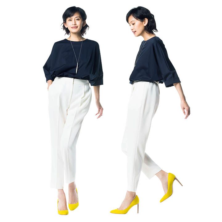 【5】白パンツ×イエローパンプス