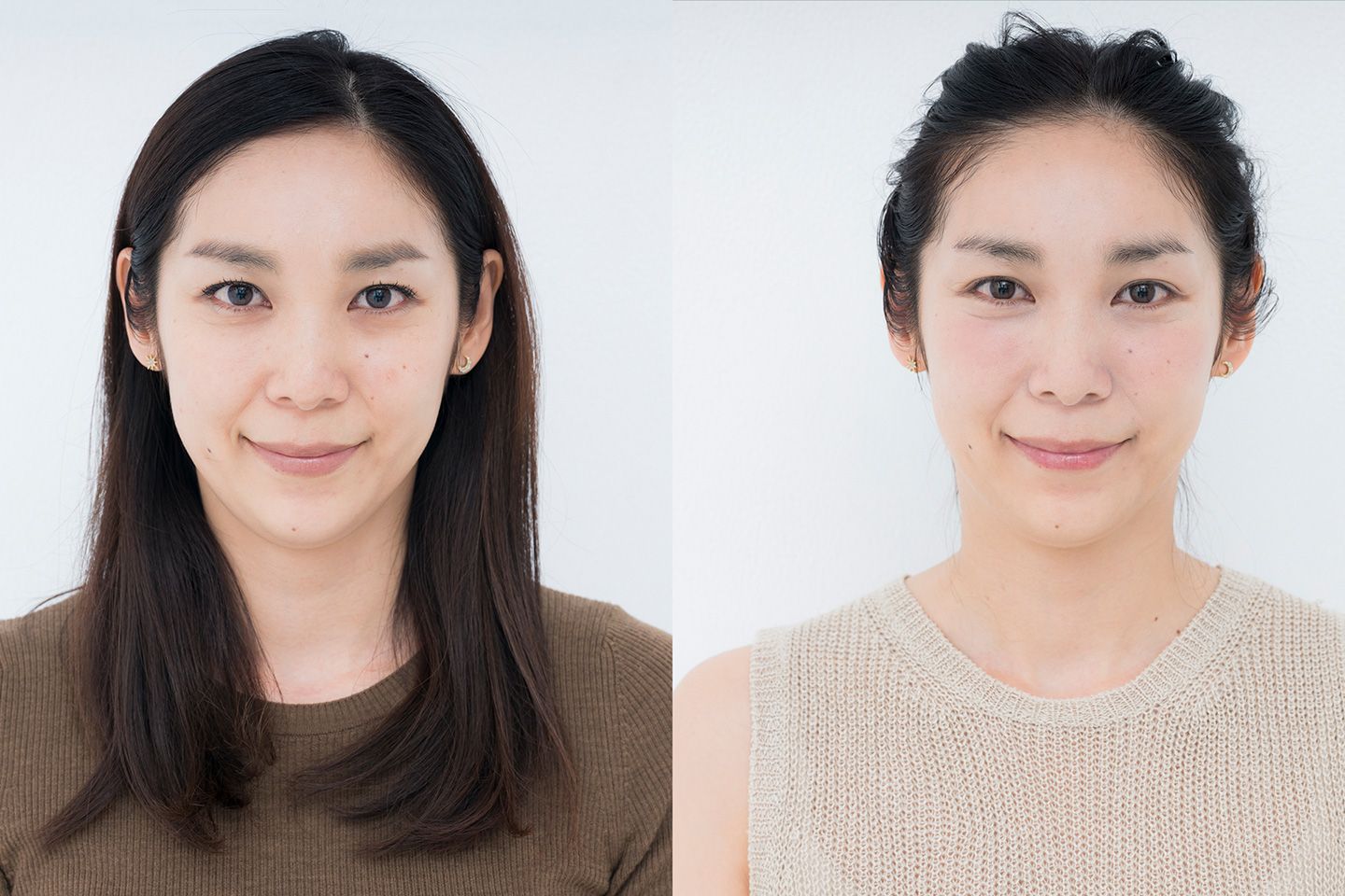 グリーンのコントロールカラーとパープルのパウダーを駆使したナチュラルな血色感を感じられる透明感あふれる均一肌に!フェースラインもきゅっと引き上がって小顔に。