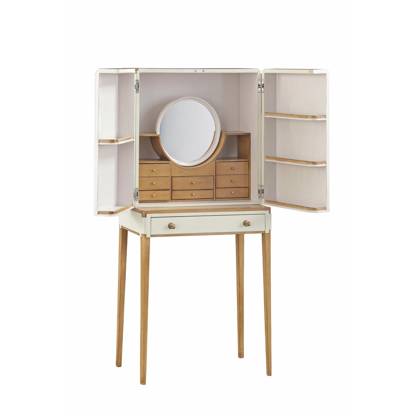 【ブランド】ロッシュ ボボア【商品名】クラリッジ ヴァニティー【価格】¥589,680(税込)【サイズ】幅660×高さ1410×奥行き300mm【材質】フレーム・本体:チェリー材、ペイント仕上げ 引き出し:オーク材