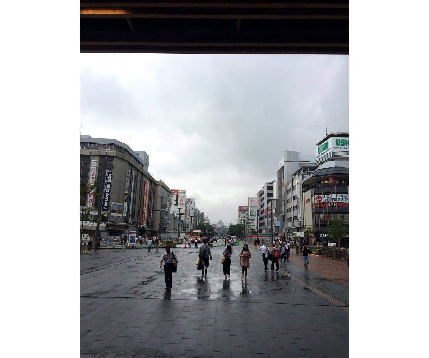 姫路駅から観ると、Xの中央点に堂々と位置する姫路城