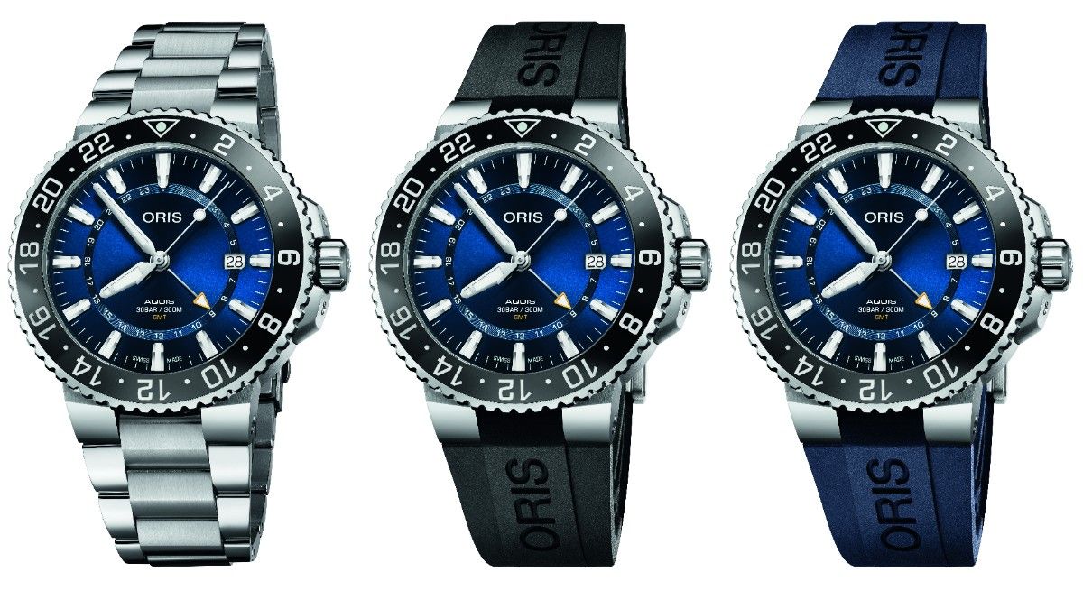 SPEC●ムーブメント:Oris 798、SW330-1ベース●ケース:マルチピースステンレススティール●風防:サファイアクリスタルガラス(両面ドーム型、内面反射防止コーティング)●防水:30気圧防水(300m)●ブレスレット/ストラップ:ステンレススチールブレスレット、ブラックラバー、ブルーラバー(各フォールディングクラスプ付き)●ケース径:43.5mm。ブレスレットタイプ ¥296,000、ラバーストラップタイプ ¥290,000 ※2019年5月下旬発売