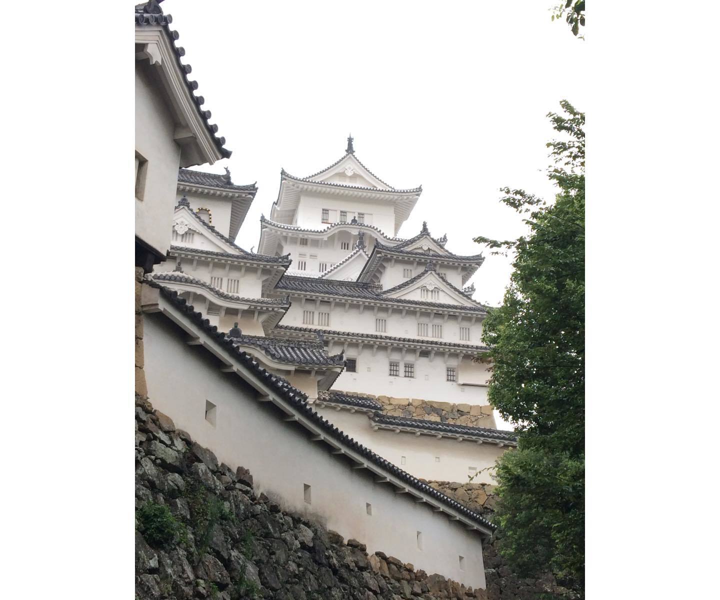 通路の合間からも天守閣が見える。美しい