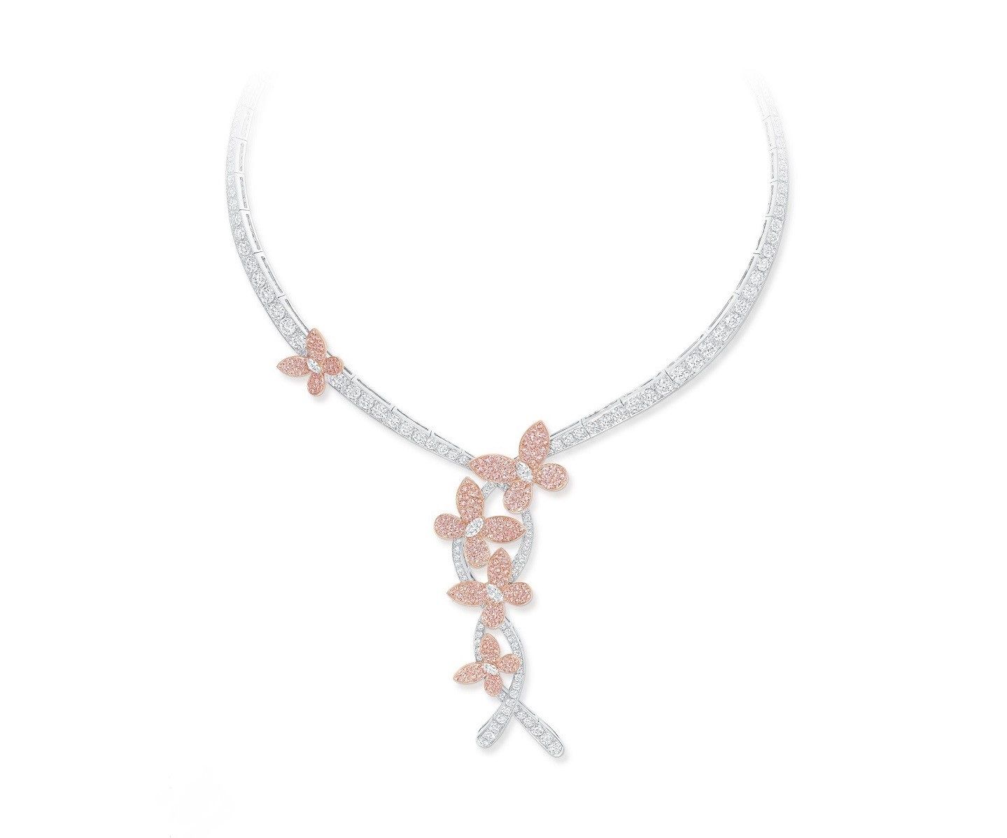 「ザ グラフ バタフライ コレクション」のピンクダイヤモンドが可憐なネックレス