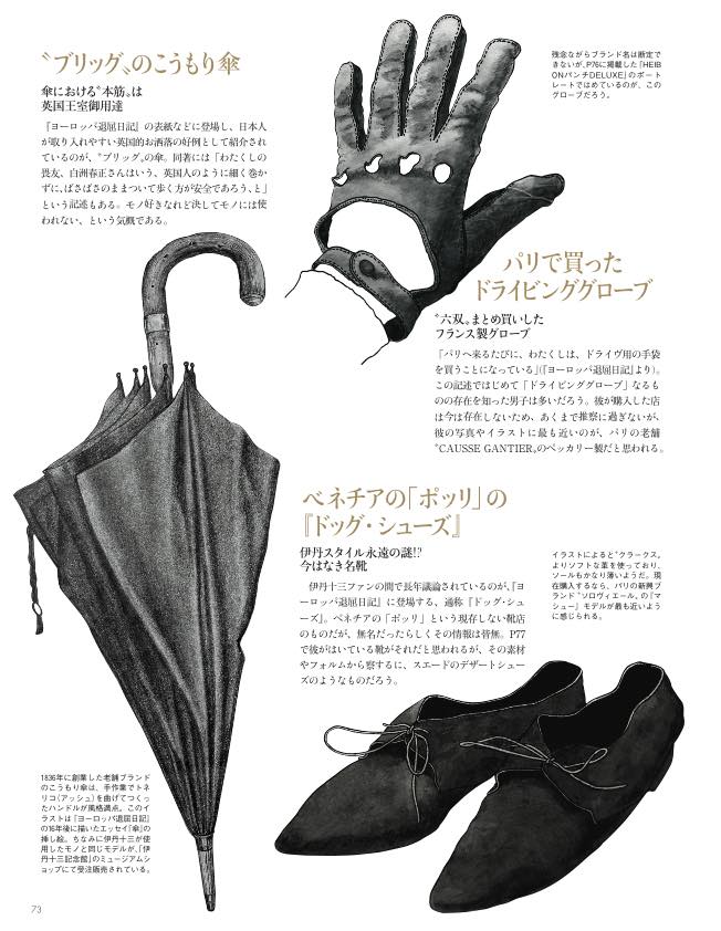 エッセイ「ヨーロッパ退屈日記」などで紹介されていた、数々の愛用品をたどる企画。ほかにも「伊丹十三記念館」に収められた貴重な私物を撮り下ろししたほか、若き日のクールで凛々しいファッションスナップなど、圧倒的な情報量で展開する、メンズプレシャス渾身の大特集だ。
