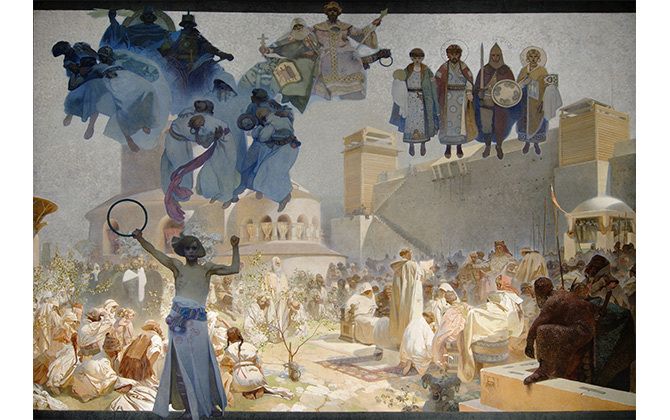 《スラヴ叙事詩「スラヴ式典礼の導入」》 1912年 プラハ市立美術館 ©Prague City Gallery