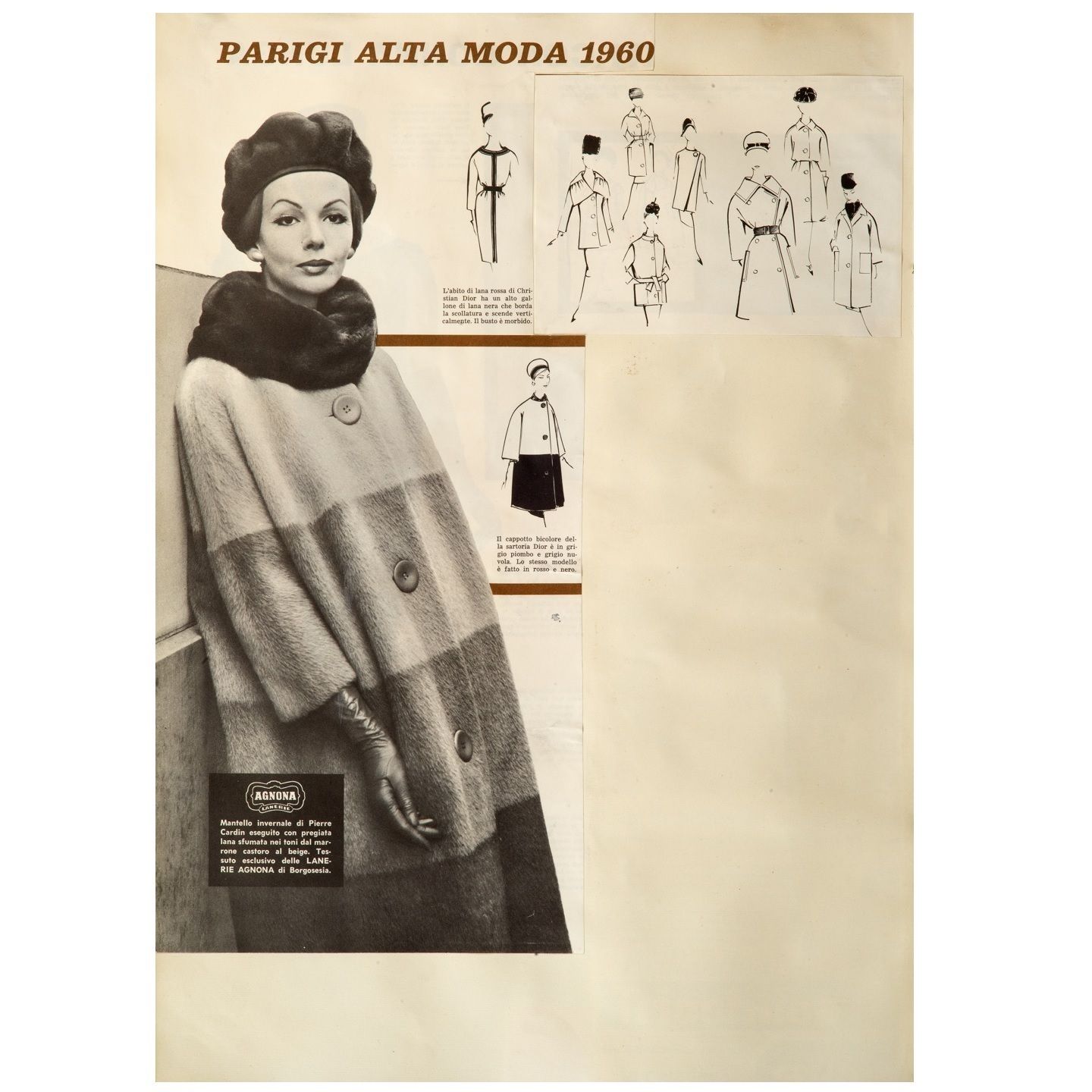 Lanerie Agnona Fabricを使用したピエール・カルダン作のコート