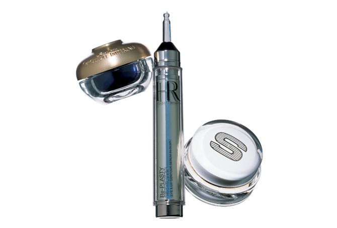 左から/ゲラン オーキデ アンペリアル ザ アイ & リップ 15ml ¥24,200・ヘレナ ルビンスタイン リプラスティ プロ フィラー アイ & リップ 15ml ¥19,000・シスレー シスレイヤ クレームコントゥール デ ユー¥2,800