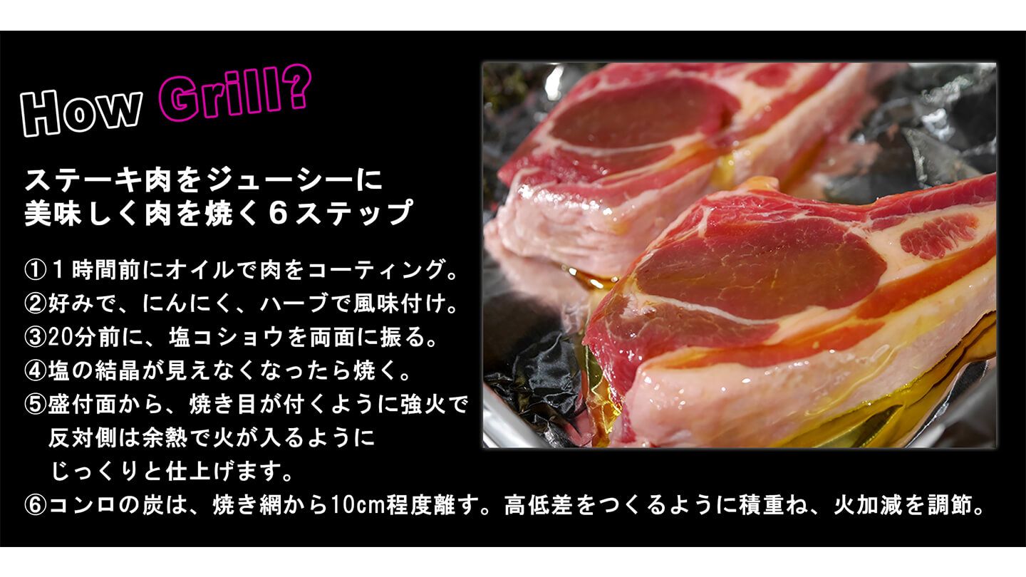 ステーキ肉の焼き方説明