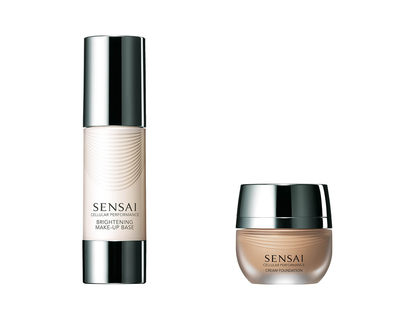 左/センサイ CP ブライトニング メイクアップ ベース SPF12 30ml ¥7,500、 センサイ CP クリーム ファンデーション SPF15 30ml ¥9,000