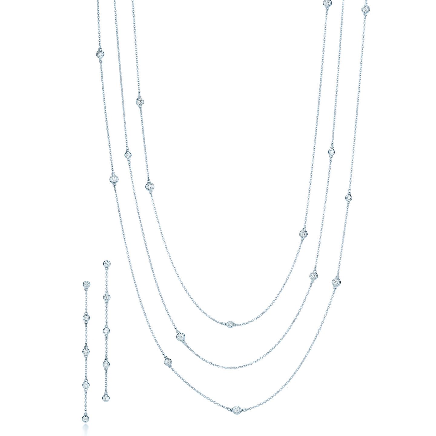 「エルサ・ペレッティ ダイヤモンド バイ ザ ヤード ネックレス・ピアス」【プラチナ×ダイヤモンド】