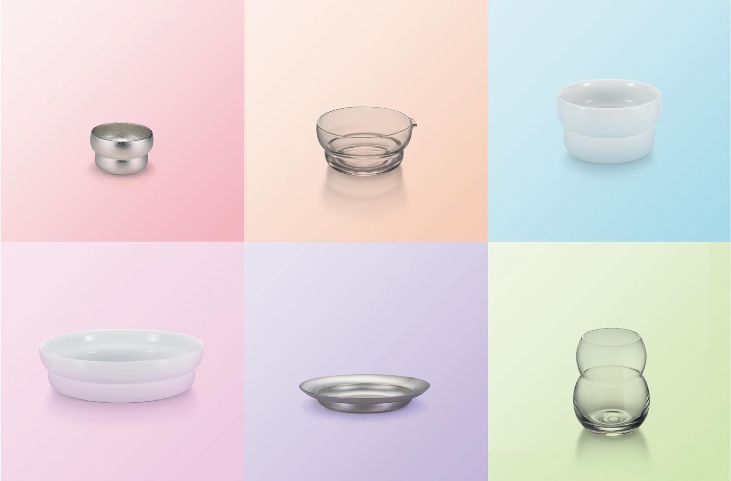 第一弾は、錫、ガラス、陶磁器という3つの異なる素材でつくる「器」