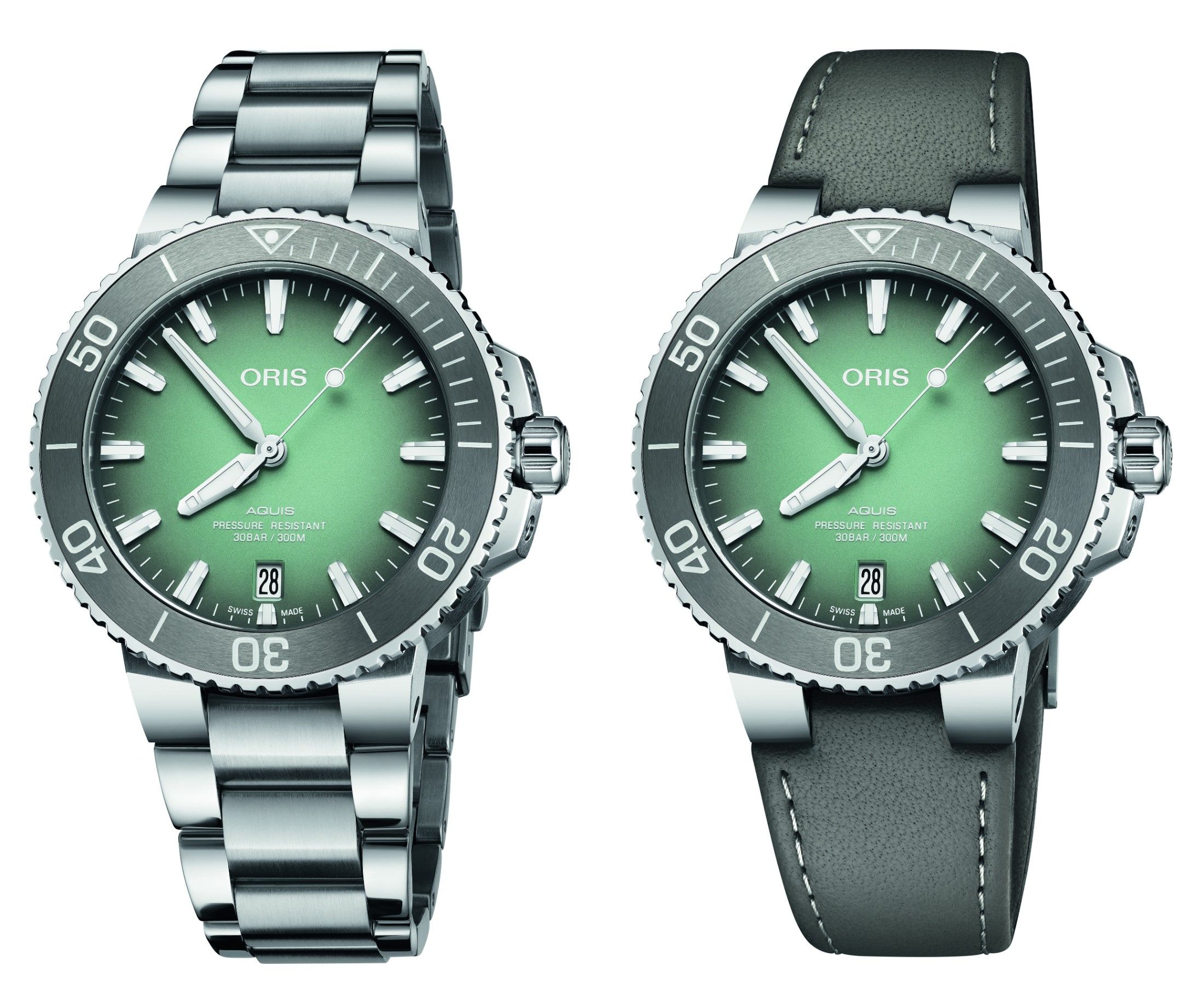 SPEC●ムーブメント:Oris 733、SW200-1ベース●ケース:マルチピースステンレススティール ●風防:サファイアクリスタルガラス(両面ドーム型、内面反射防止コーティング)●防水: 30気圧防水(300m)●ブレスレット/ストラップ: ステンレススチールブレスレット、またはグレーレザー(各フォールディングクラスプ付き)●ケース径:39.5mm。 ブレスレットタイプ¥240,000、レザーストラップ ¥234,000※2019年7月下旬発売