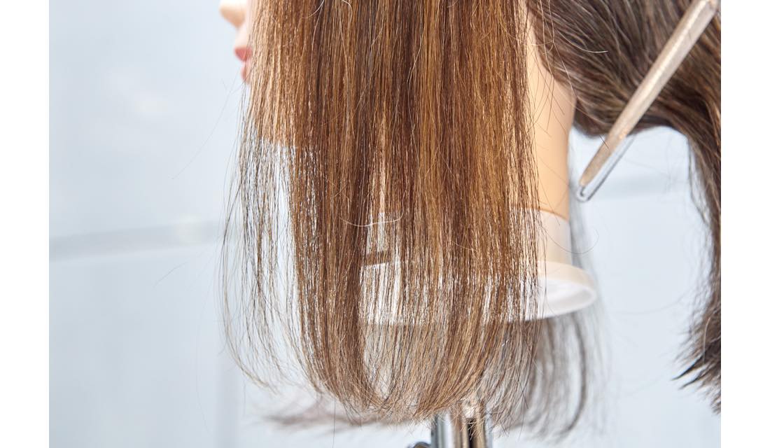 【写真C】ハイライト→ヘアマニュキアをした髪。白髪が気になりがちな毛先もしっかりと色が入っている