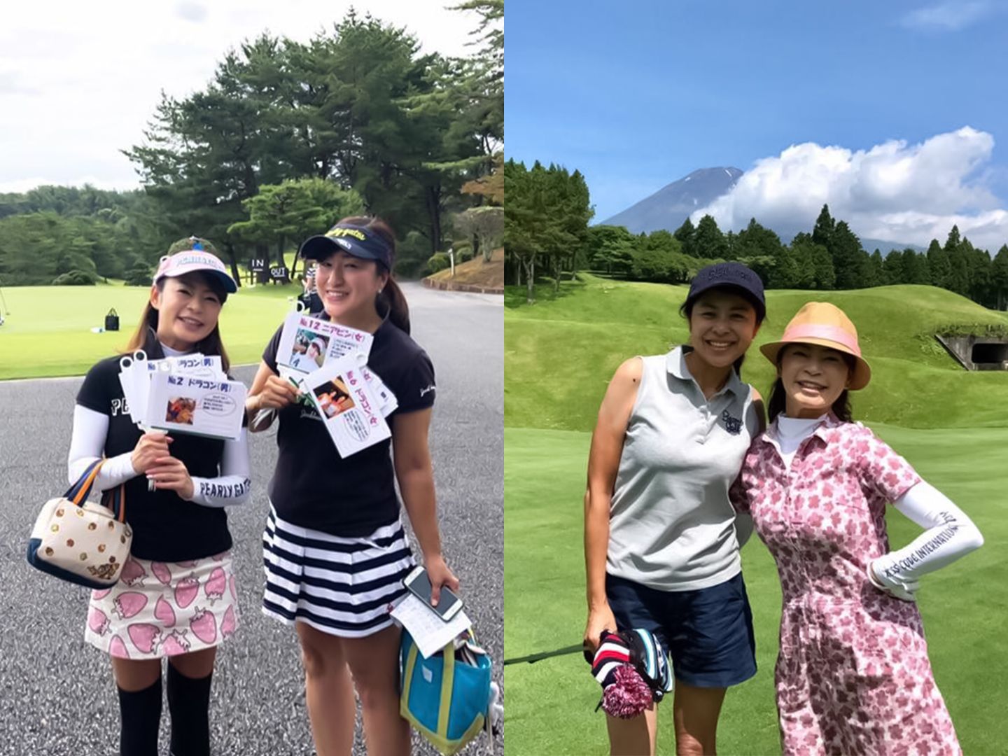 心友の清水絵津子さんとゴルフ(写真左)王理恵さんとは家族ぐるみのお付き合い(写真右)
