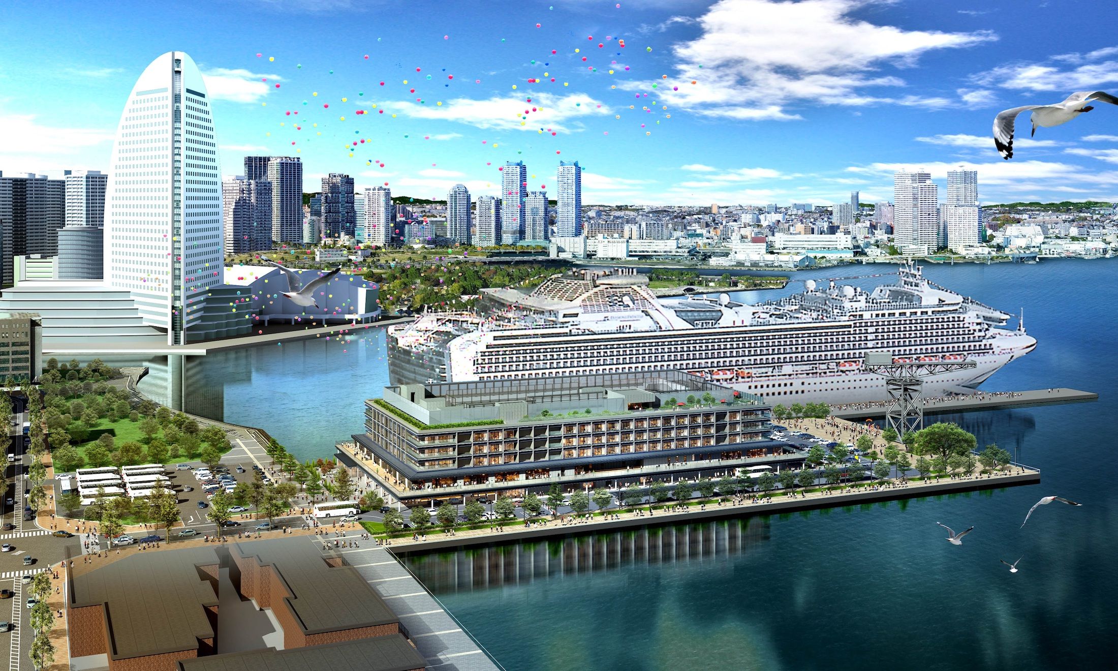 寄港する豪華客船を眼前で楽しめる立地にある「インターコンチネンタル横浜 Pier8」