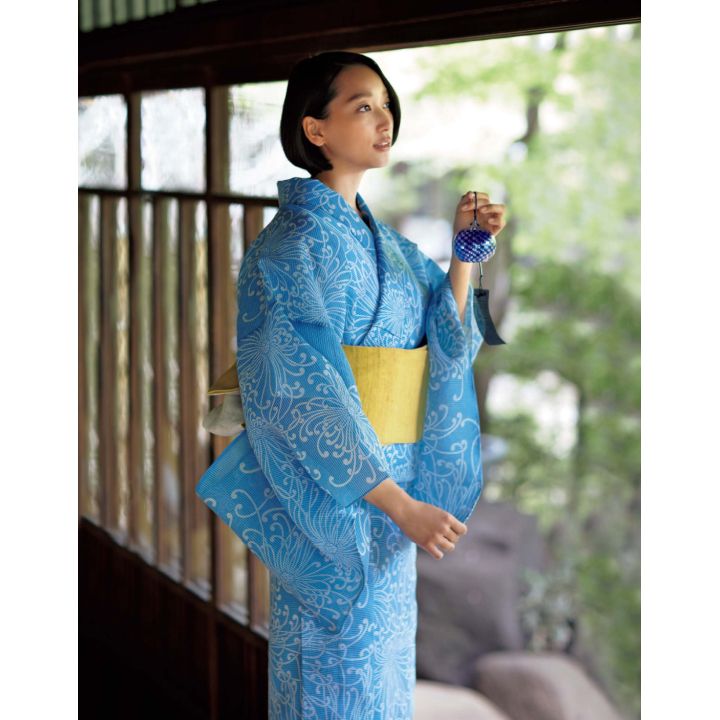 【2】菊花の柄浴衣×無地帯
